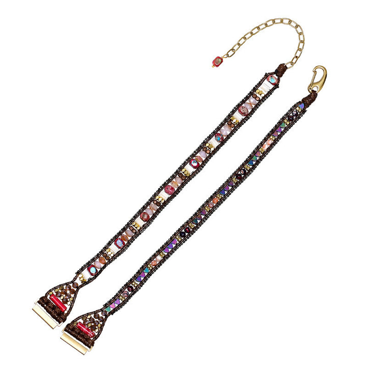 Bracelet Samsung tressé marron avec perles de cristal Olivenorma