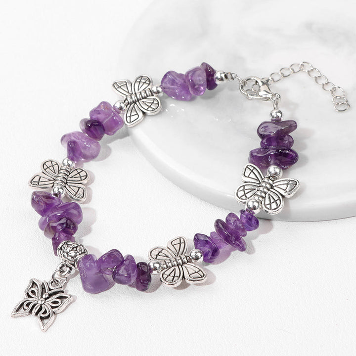 Bracelet à breloques papillon en cristal coloré Olivenorma