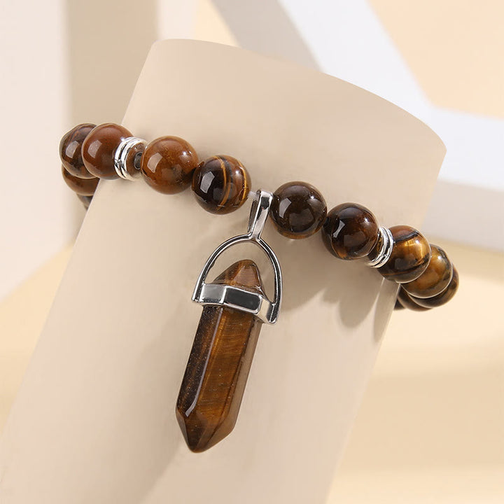 Bracelet pendentif prisme hexagonal en cristal perle Olivenorma de 8 mm