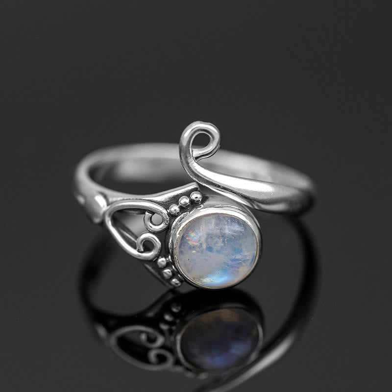 Olivenorma « Purify Energy » - Bague rétro ronde en pierre de lune