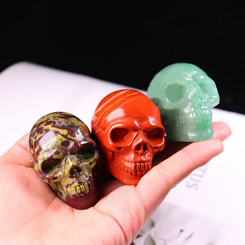 Décoration de crâne en jaspe de sang de dragon Olivenorma