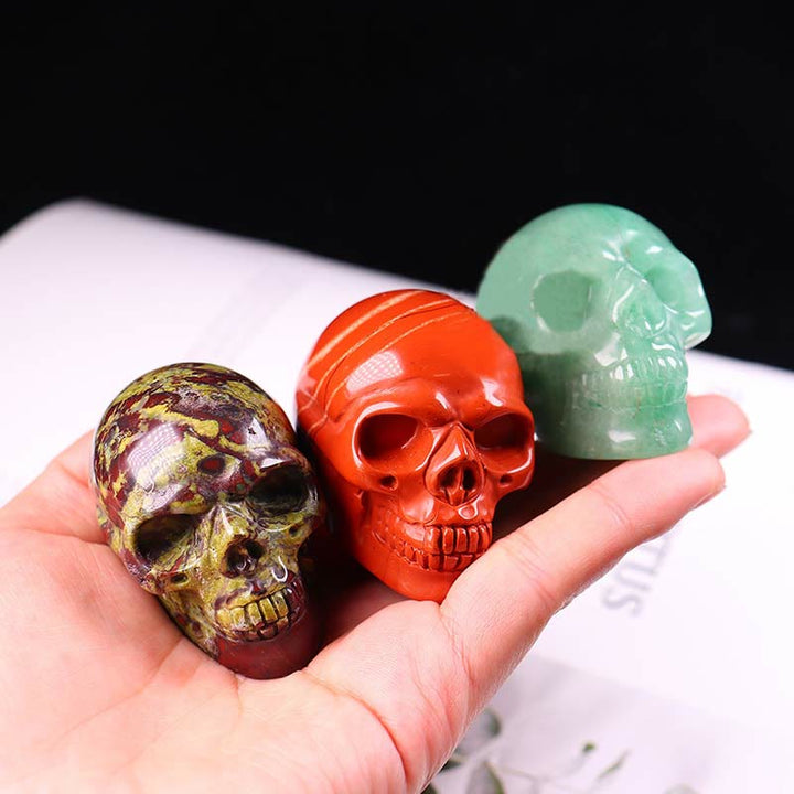 Décoration de crâne en jaspe de sang de dragon Olivenorma