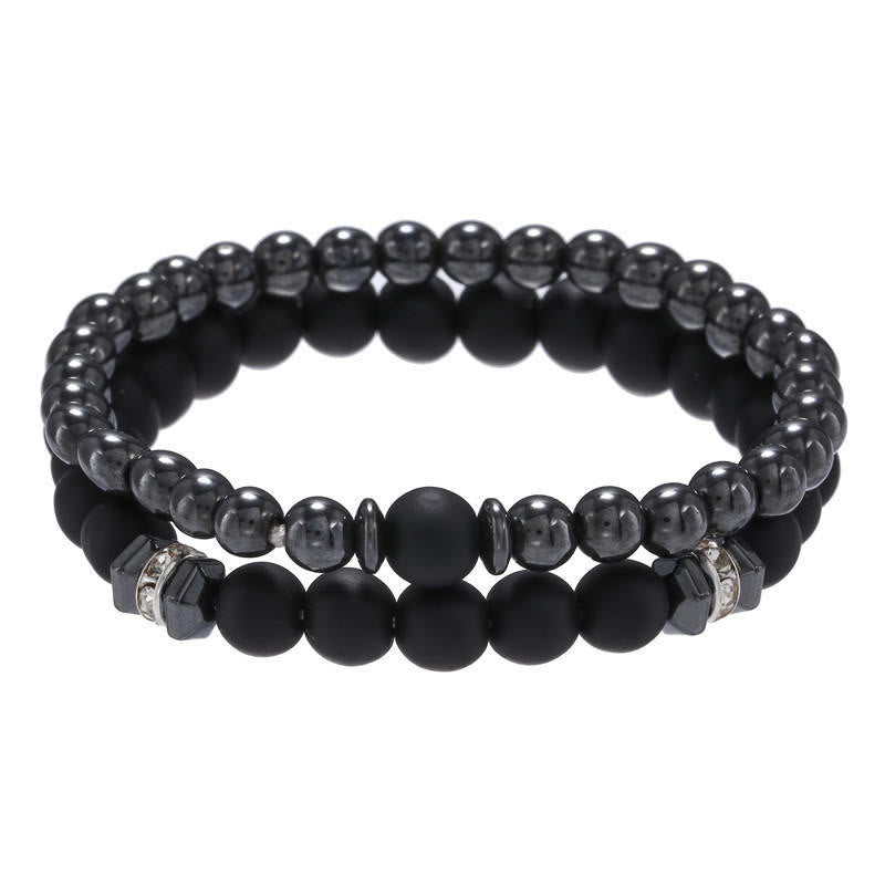 Olivenorma Bijoux pour hommes Ensemble de 2 bracelets tendance Punk en perles