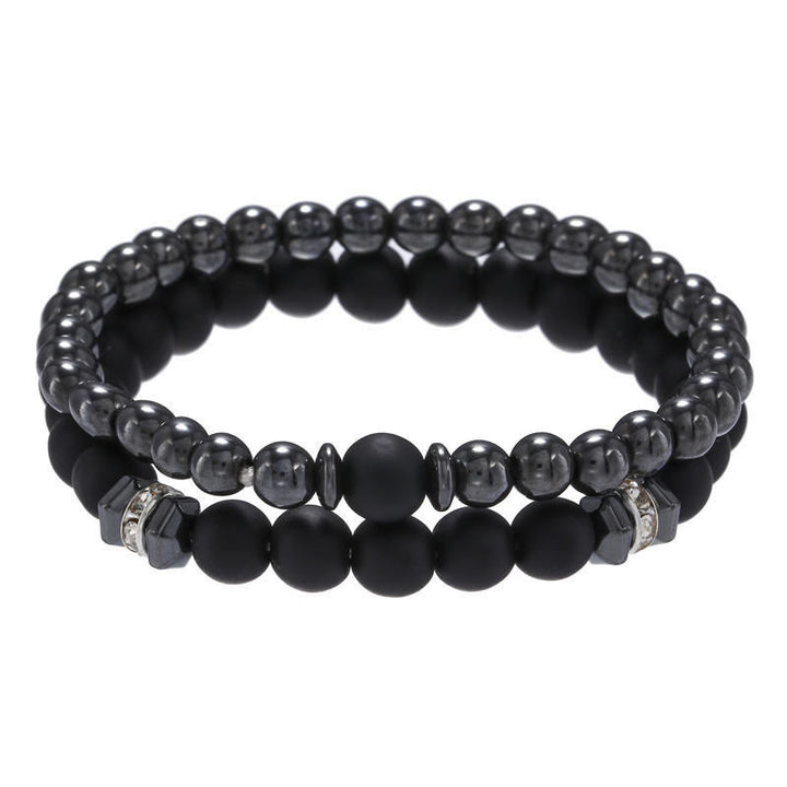Olivenorma Bijoux pour hommes Ensemble de 2 bracelets tendance Punk en perles