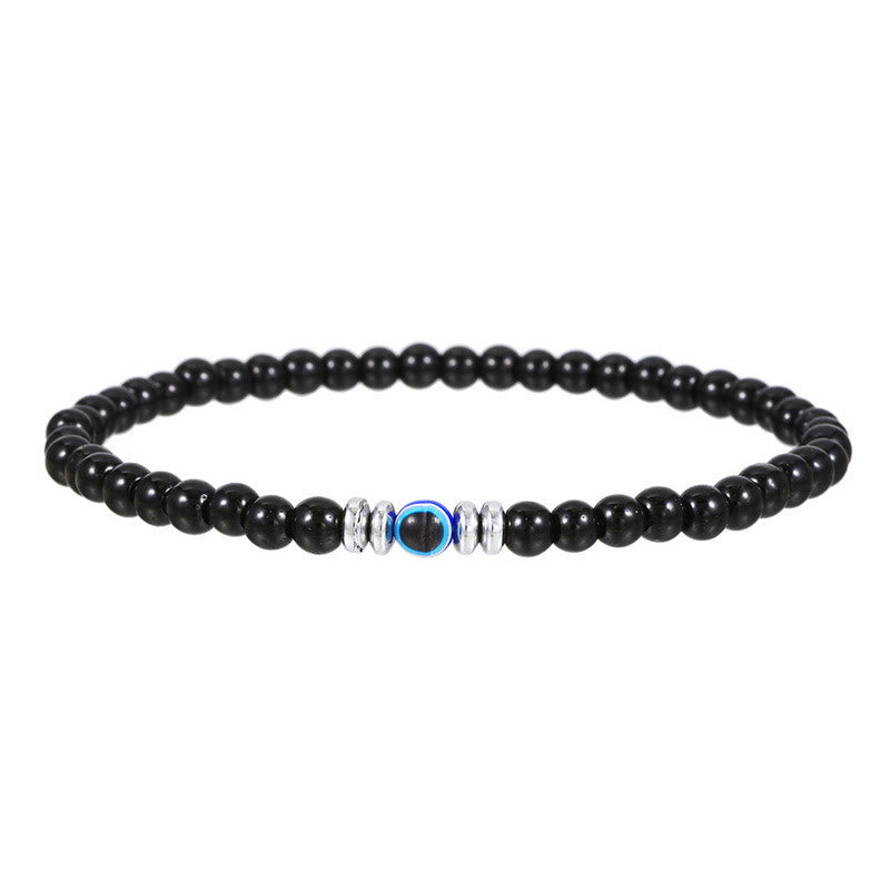 Bracelet Olivenorma pour homme en perles de pierre naturelle contre le mauvais œil de 4 mm