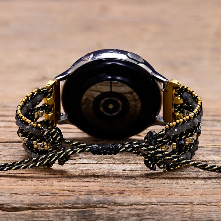 Bracelet Samsung tressé noir avec perles de cristal Olivenorma