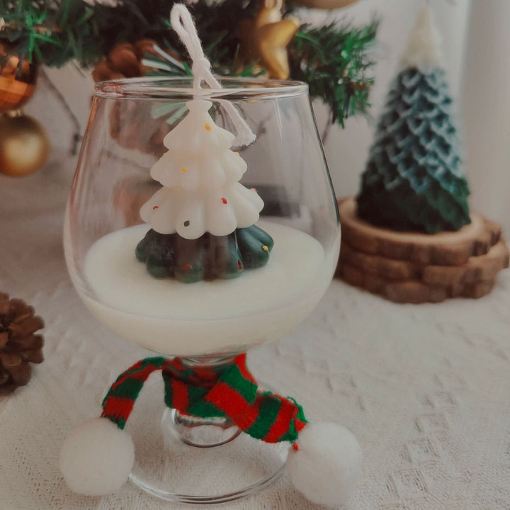 Bougie de Noël en forme de tasse de Père Noël, bonhomme de neige et élan Olivenorma