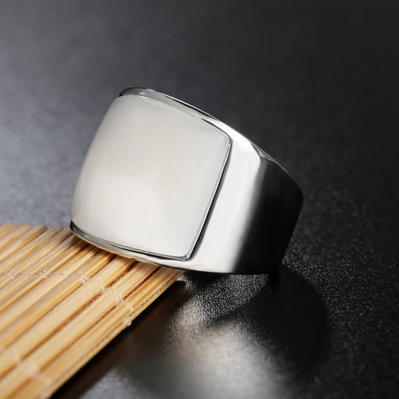 Bague en acier titane avec pierres précieuses naturelles Olivenorma