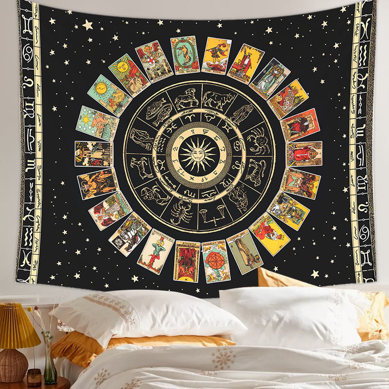 Tapisserie de cartes de tarot astrologique Olivenorma