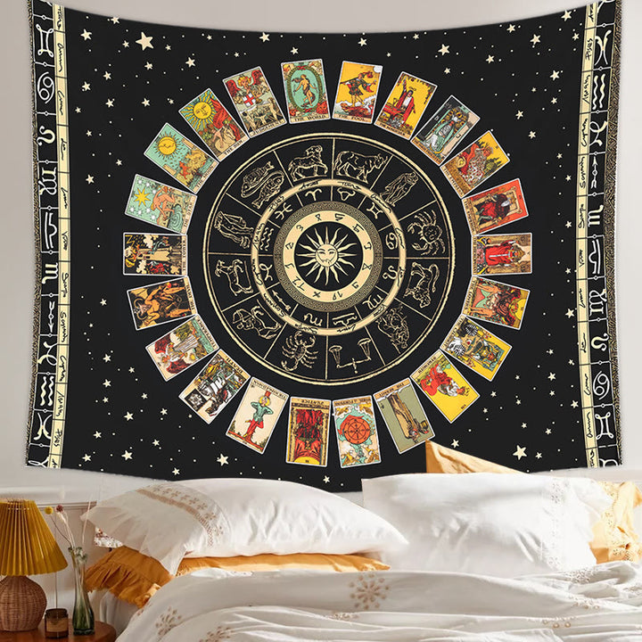Tapisserie de cartes de tarot astrologique Olivenorma