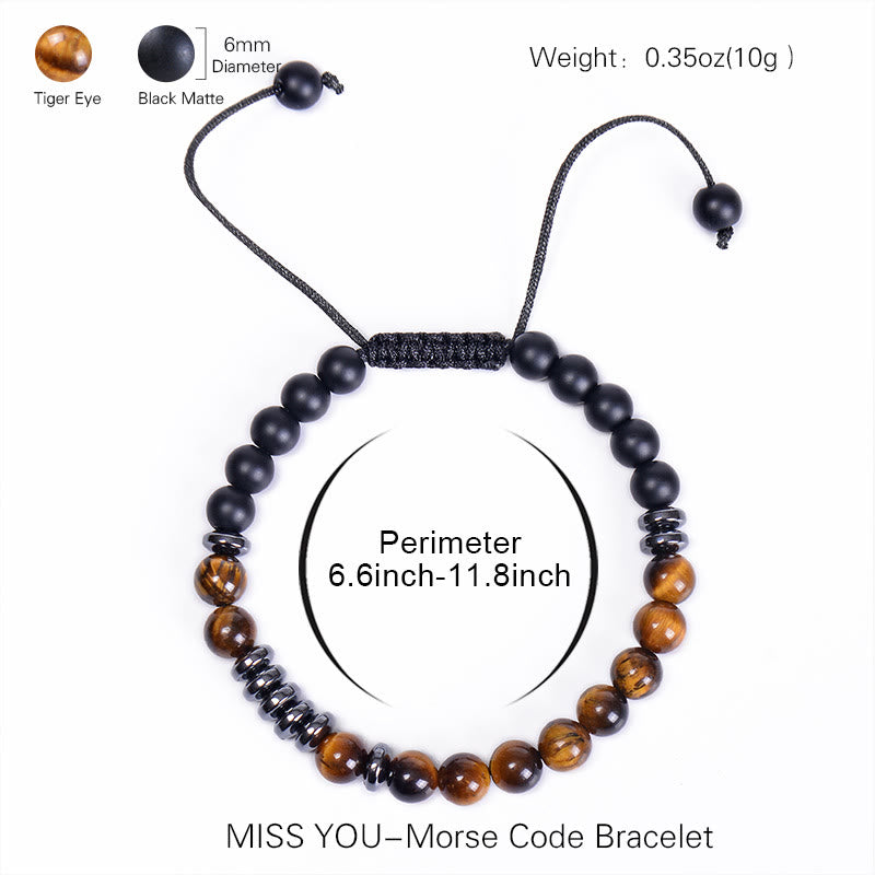 Bracelet homme en perles d'oeil de tigre bleu naturel de 6 mm Olivenorma