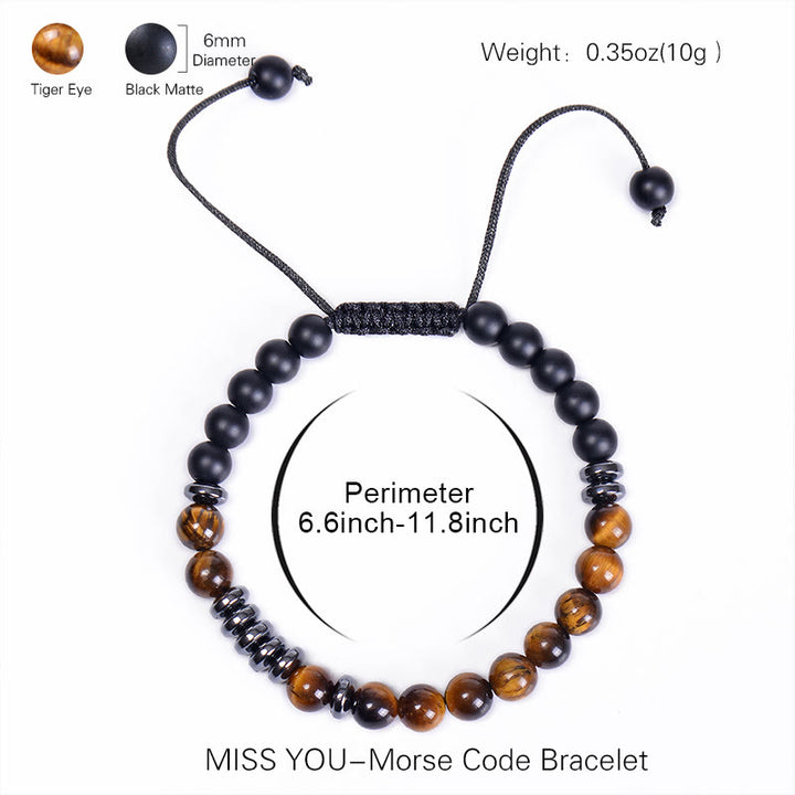 Bracelet homme en perles d'oeil de tigre bleu naturel de 6 mm Olivenorma