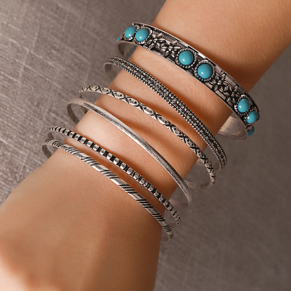 Bracelet en métal turquoise exagéré ethnique bohème Olivenorma