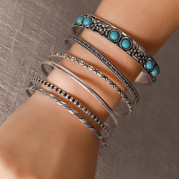 Bracelet en métal turquoise exagéré ethnique bohème Olivenorma