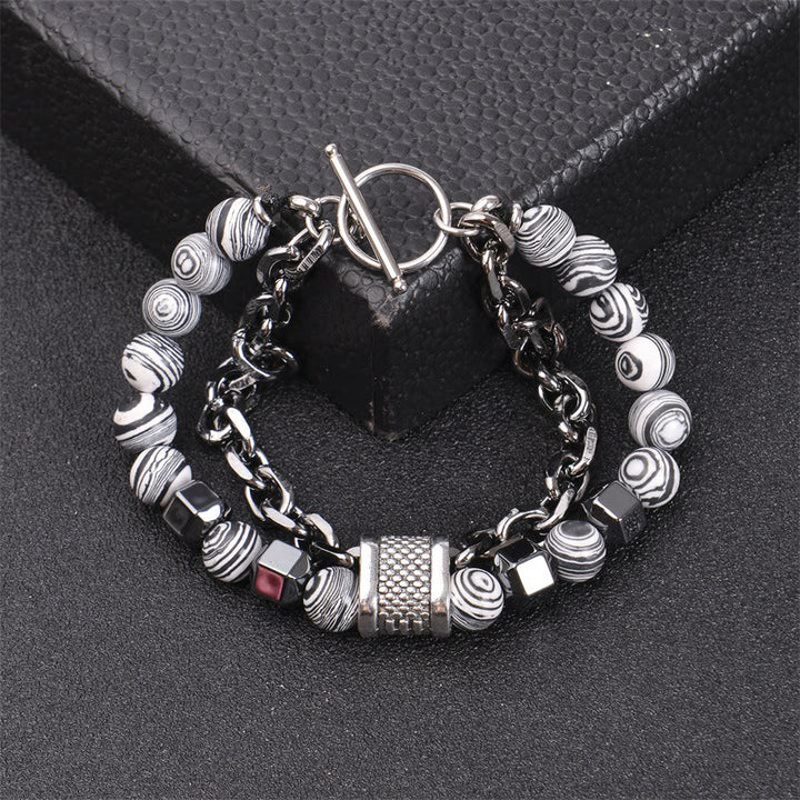 Bracelet chaîne en titane avec pierre malachite Olivenorma 8 mm