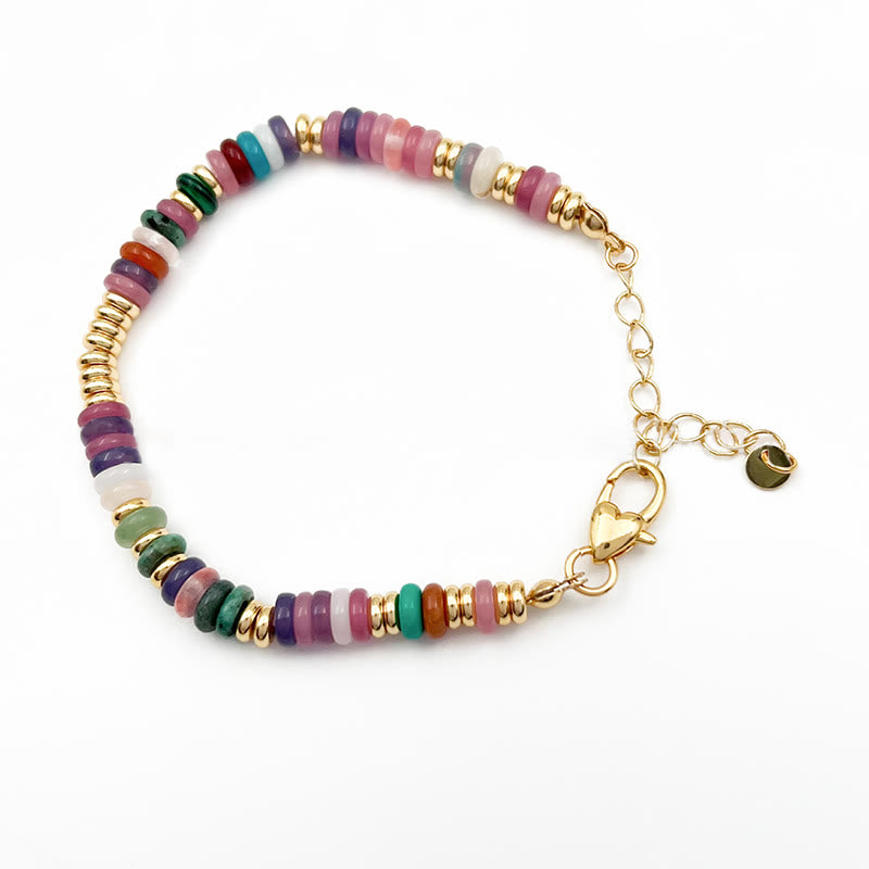 Collier et bracelet en pierres précieuses de style bohème Olivenorma avec perles rondes en cristal mélangées