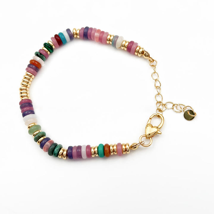 Collier et bracelet en pierres précieuses de style bohème Olivenorma avec perles rondes en cristal mélangées