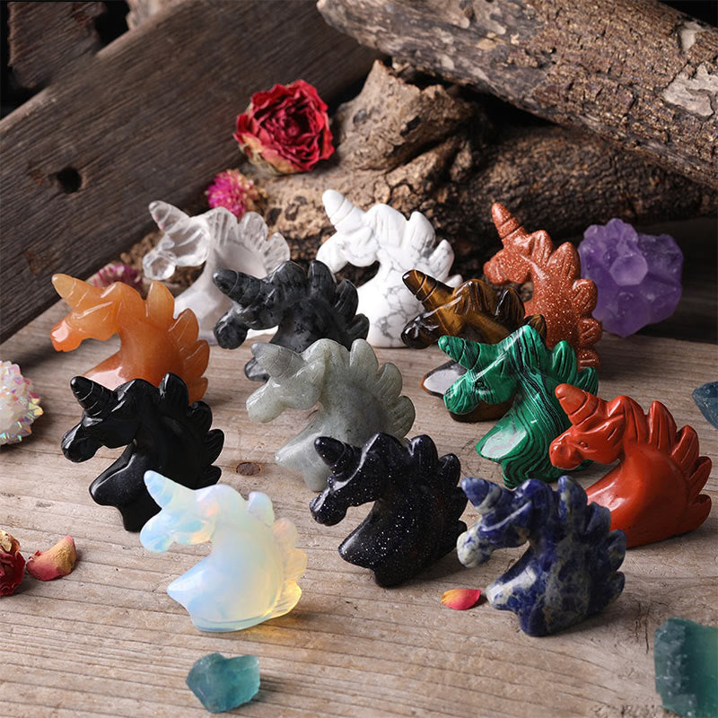 Olivenorma Figurine de licorne en cristal naturel de 2 pouces Décoration en pierres précieuses