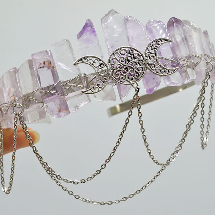 Couronne de cristal naturel de déesse de croissant de lune Olivenorma