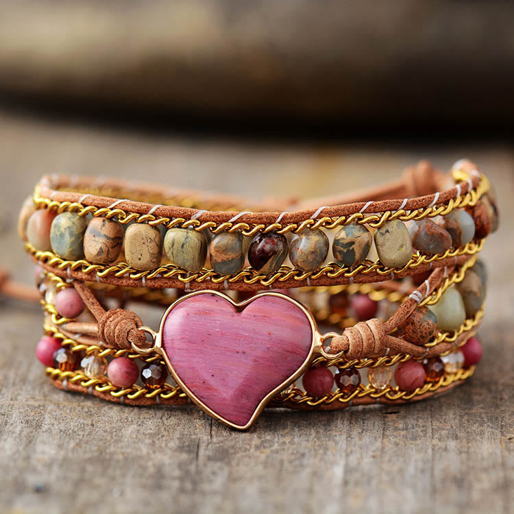 Bracelet enroulé en rhodonite Pure Love