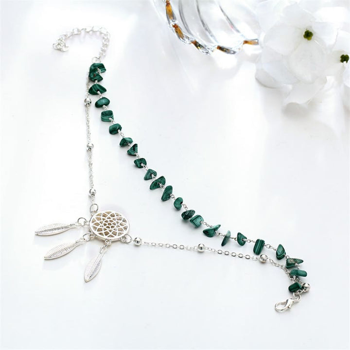 Bracelet de cheville en gravier de malachite naturelle Olivenorma