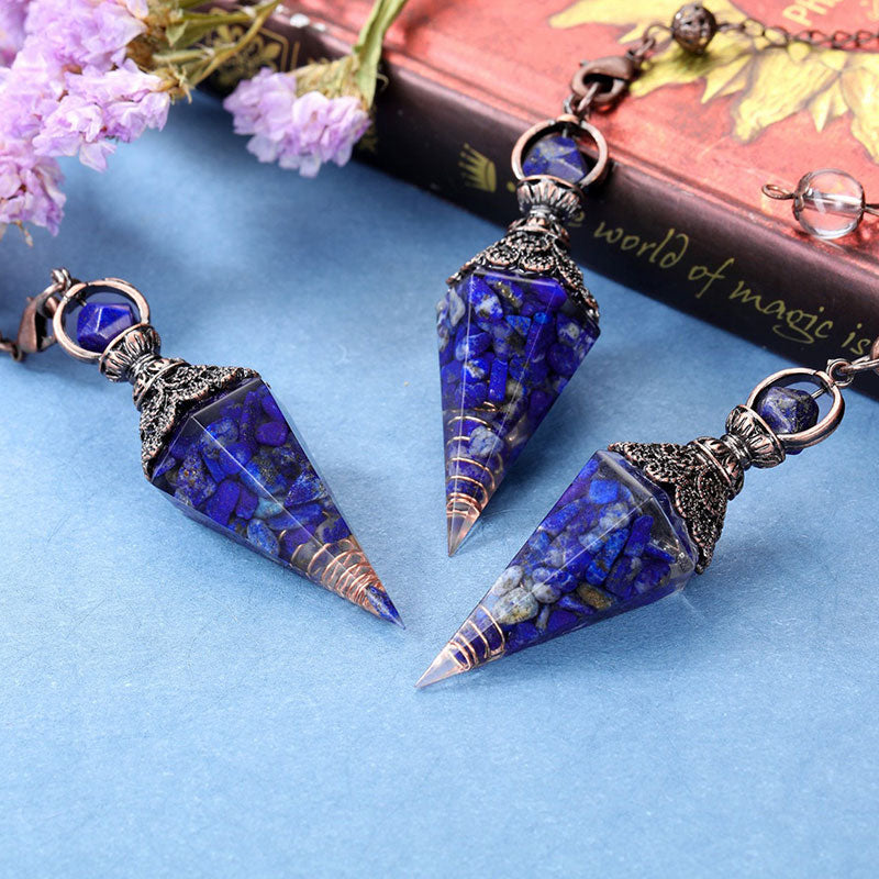 Pendule de purification en argent et lapis-lazuli