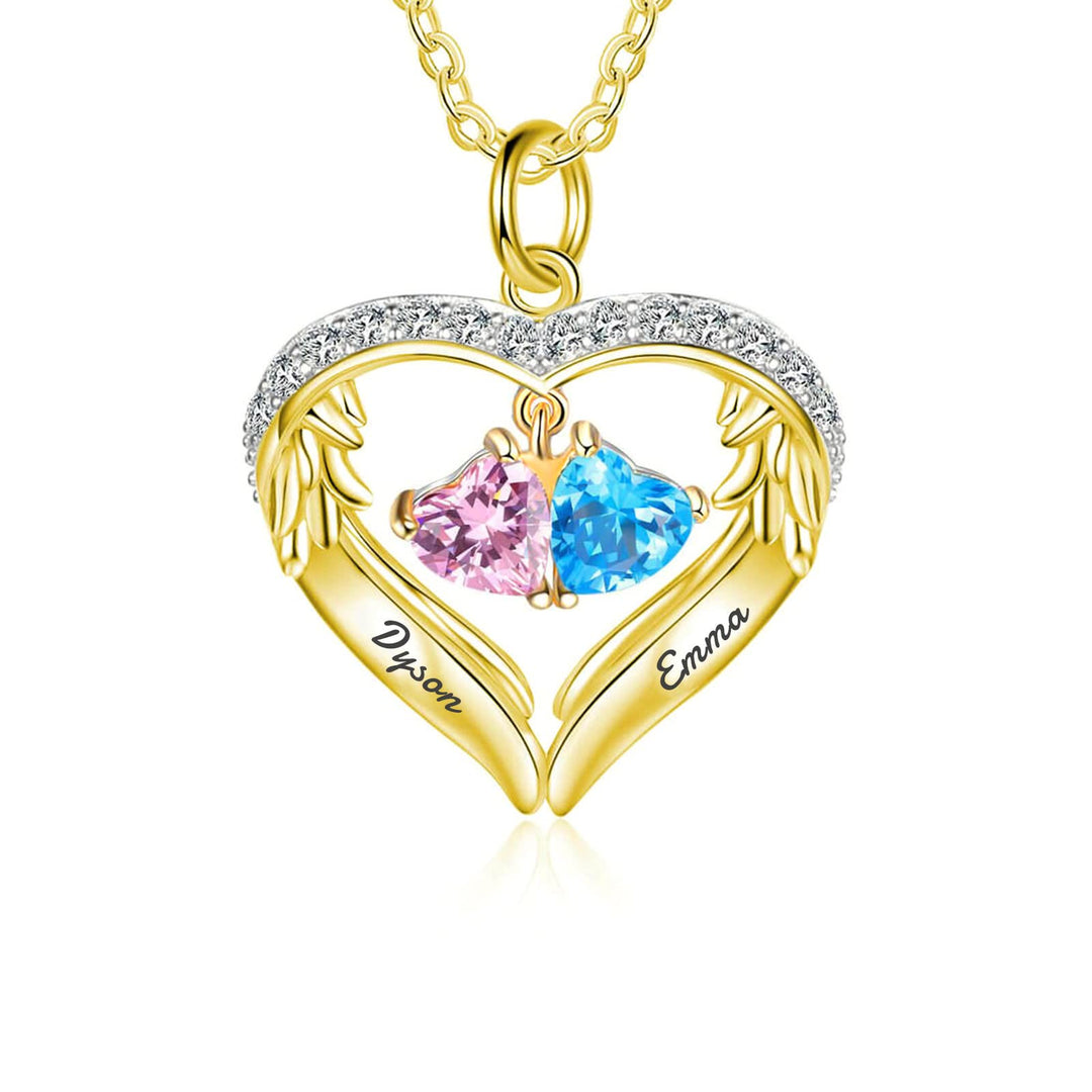 Collier avec pierre de naissance personnalisée et nom gravé en zircone cubique Olivenorma