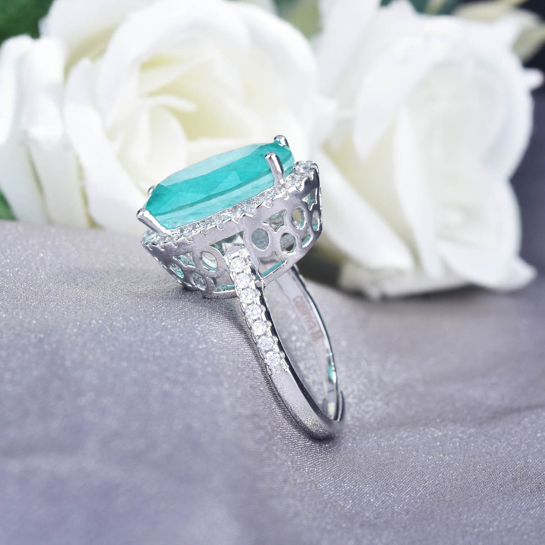 Bague de fiançailles ajustable Olivenorma avec grande tourmaline Paraiba ovale