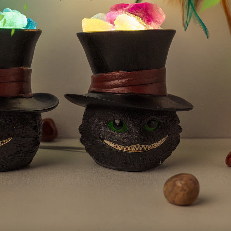 Lampe en cristal avec chapeau en fluorite naturelle Olivenorma pour chat noir