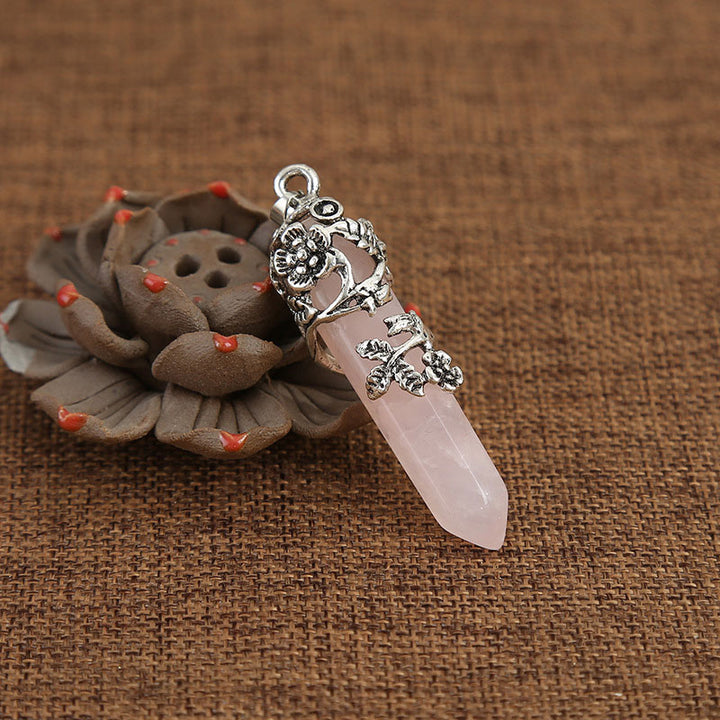 Collier de guérison spirituelle en pierre naturelle avec rose Olivenorma