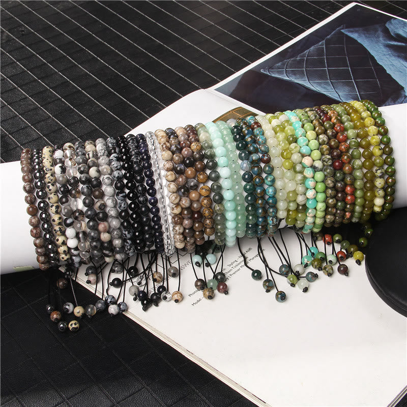 Bracelet tressé en perles de pierre naturelle de 6 mm Olivenorma