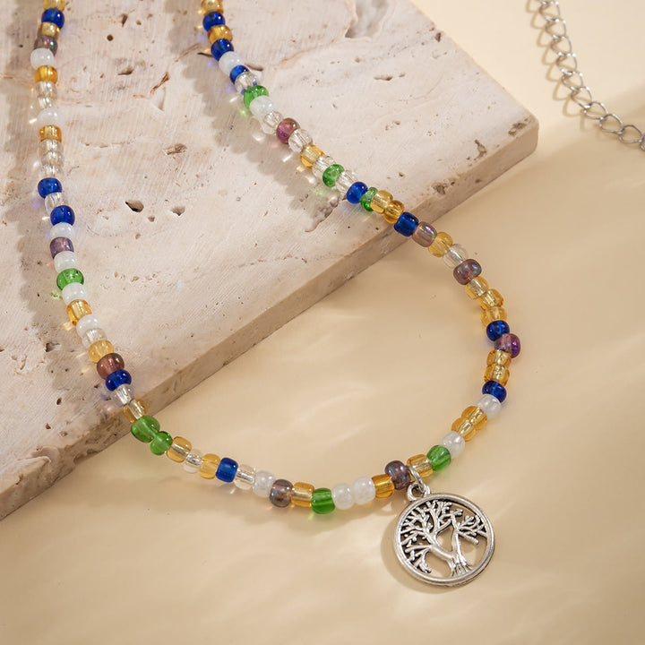 Ensemble de colliers avec pendentif arbre de vie en quartz naturel et hamsa Olivenorma
