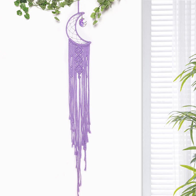 Attrape-rêves en corde de coton tressée avec arbre de vie en cristal Olivenorma