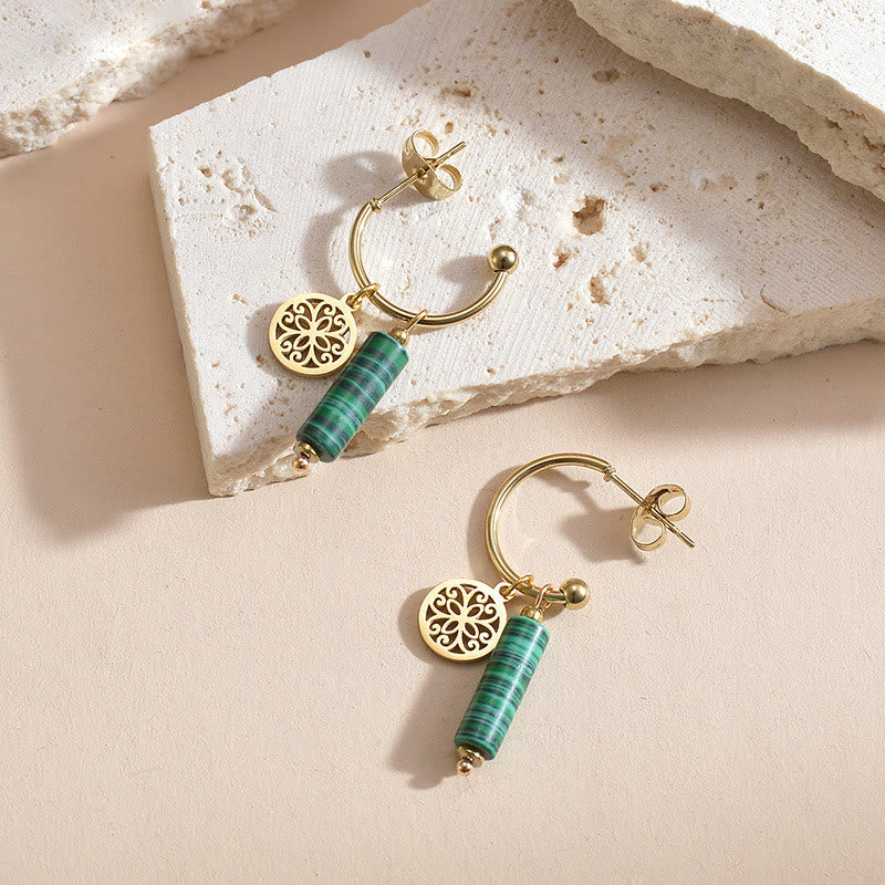 Boucles d'oreilles pendantes en pierre naturelle Olivenorma en acier inoxydable 14 carats