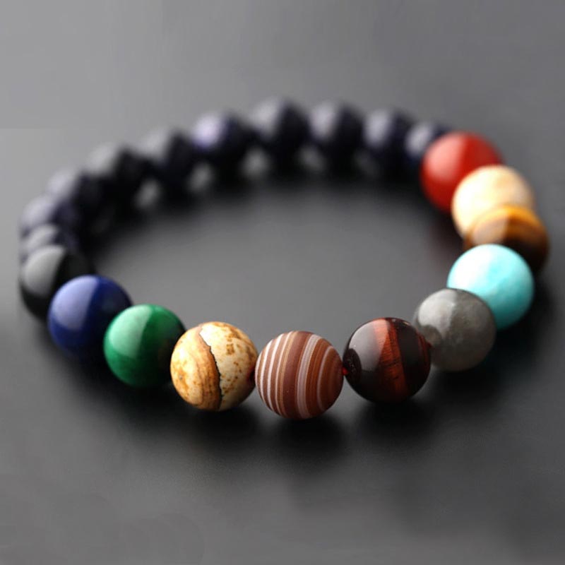 Bracelet de yoga en pierres colorées à sept chakras Cosmic Galaxy Olivenorma