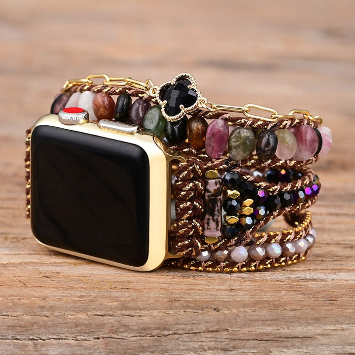 Bracelet enveloppant pour Apple Watch en obsidienne à quartz fraise Olivenorma