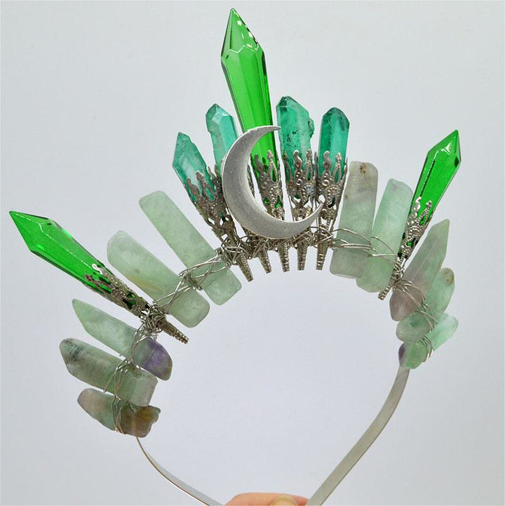 Couronne en cristal naturel de lune argentée faite à la main Olivenorma - Amazonite - image 9