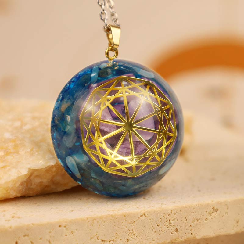 Collier de protection en quartz bleu et améthyste Olivenorma