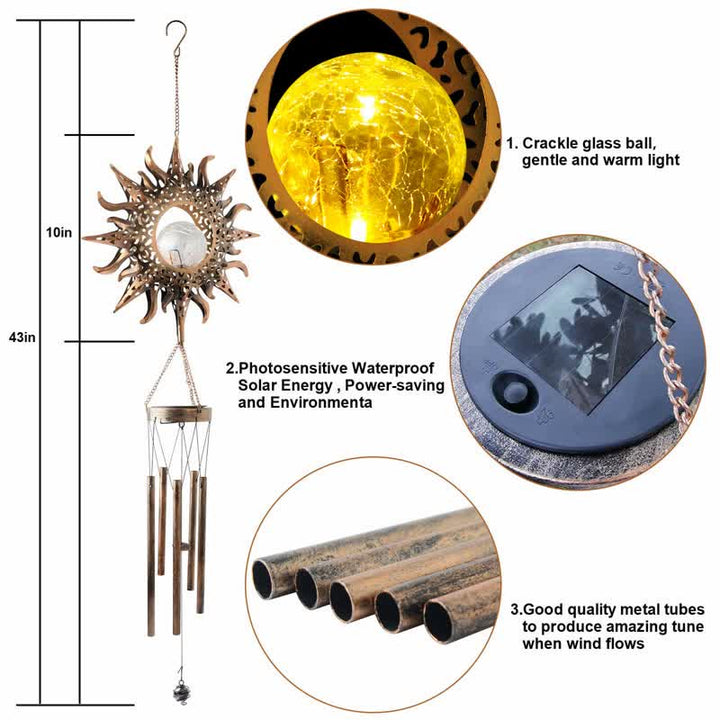 Ornements de carillon éolien solaire de lune ou de soleil Olivenorma