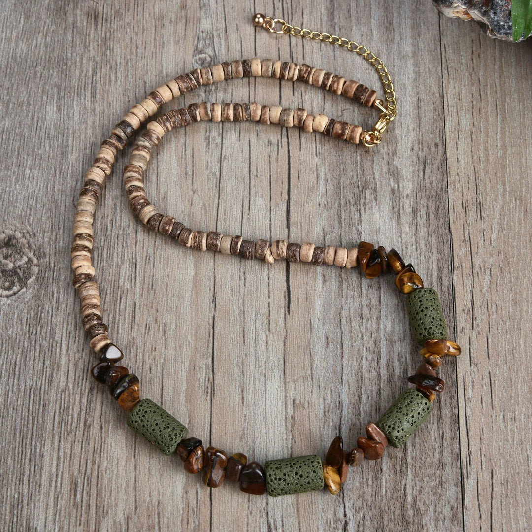 Collier avec pendentif en boule de perles en pierre naturelle Olivenorma