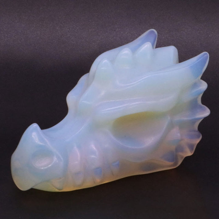 Décoration en pierre précieuse de crâne de dragon de 3,2 pouces Olivenorma