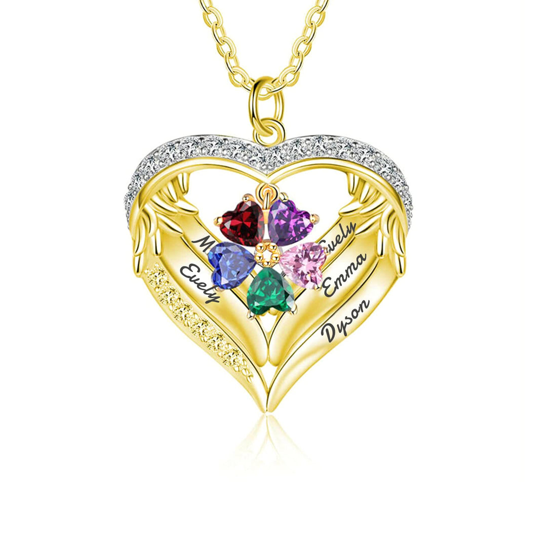 Collier avec pierre de naissance personnalisée et nom gravé en zircone cubique Olivenorma