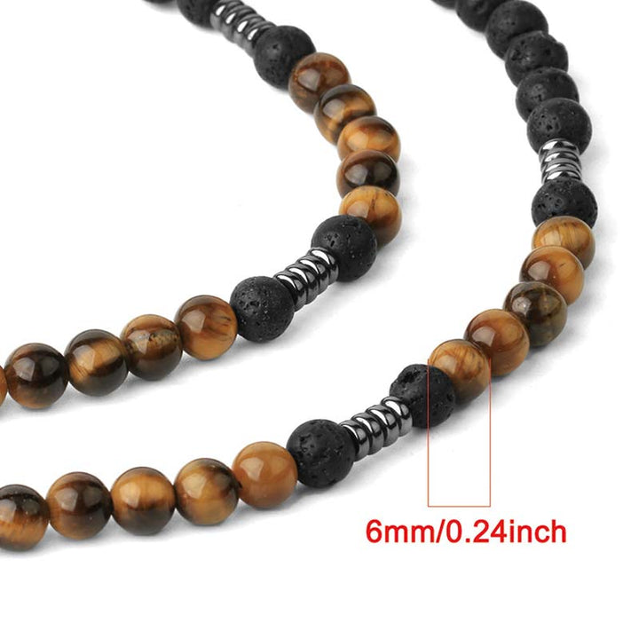 Collier de perles de méditation prismatiques en pierre naturelle Olivenorma