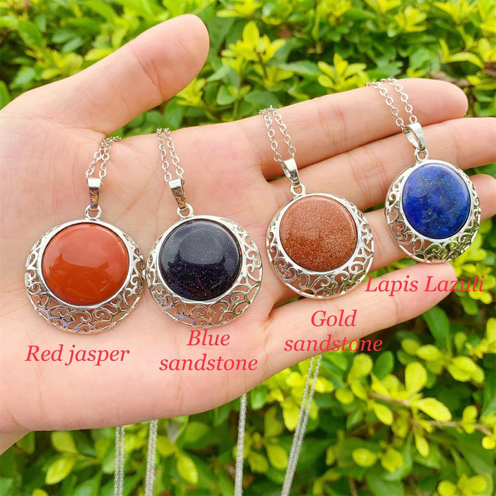 Collier ajustable en véritable pierre de cristal ronde Olivenorma