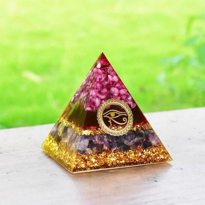 Pyramide d'orgone en cristal d'améthyste rose Olivenorma