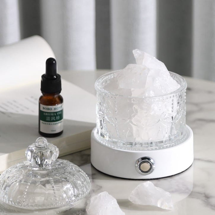 Lampe d'aromathérapie en cristal transparent amazonite et quartz rose Olivenorma