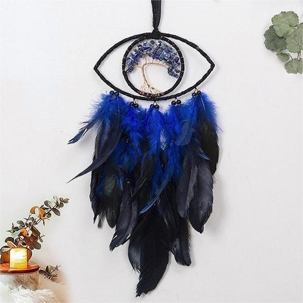 Attrape-rêves en plumes avec arbre de vie en sodalite Olivenorma