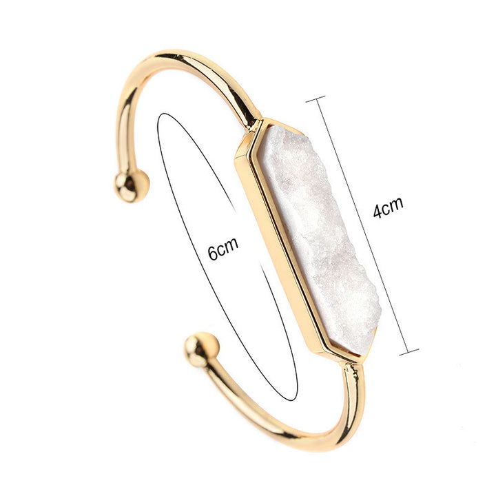 Bracelet manchette en cuivre et métal avec grappe de cristaux naturels Olivenorma