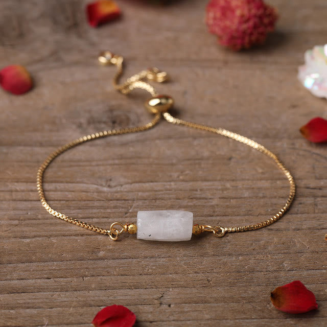 Bracelet chaîne en métal avec pierres prismatiques en cristal naturel Olivenorma