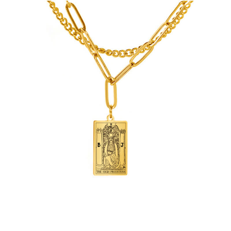 Collier à double chaîne avec carte de tarot Olivenorma